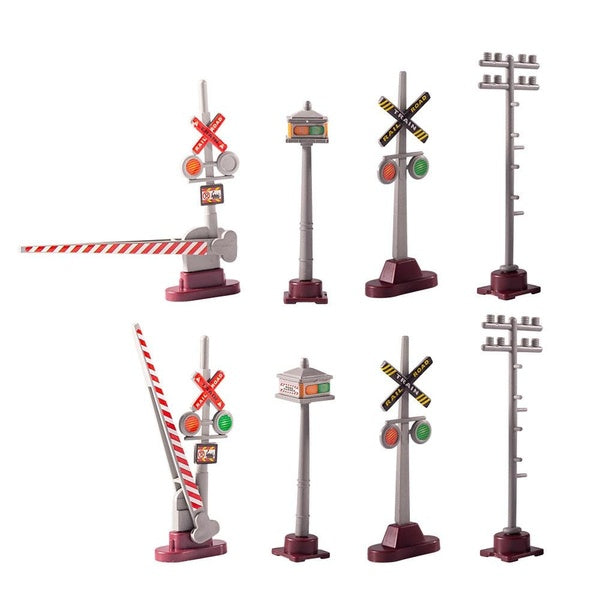 8PCS-SET Model Train Traffic Signs Miniature Toy Road Signs General HO Train Railway Scenery Accessories Kit Matron Inn