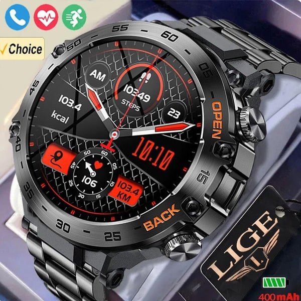 LIGE BT Call Montre Connectée Originale 400mAh Batterie Grande Capacité Hommes 100+ Sports Multifonction Fitness Montres Étanche Santé Smartwatch Mon