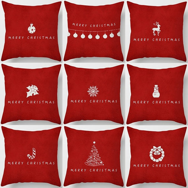 Merry Christmas Christmas red suit printing square pillowcase home furnishings car sofa cushion cover (45cm*45cm)