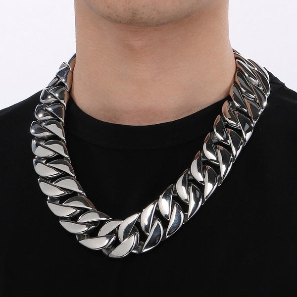 60-70CM 31MM Big Cuban Chain Necklace For Men Heavy Gold Color Matter Brushed Stainless Steel Choker Necklaces Jewellery Accessories