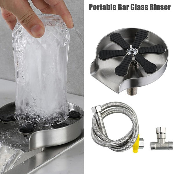 Stainless Steel Faucet Glass Rinser for Kitchen Sink Bottle Washer Cup Rinser Bar Cup Cleaner Kitchen Accessories