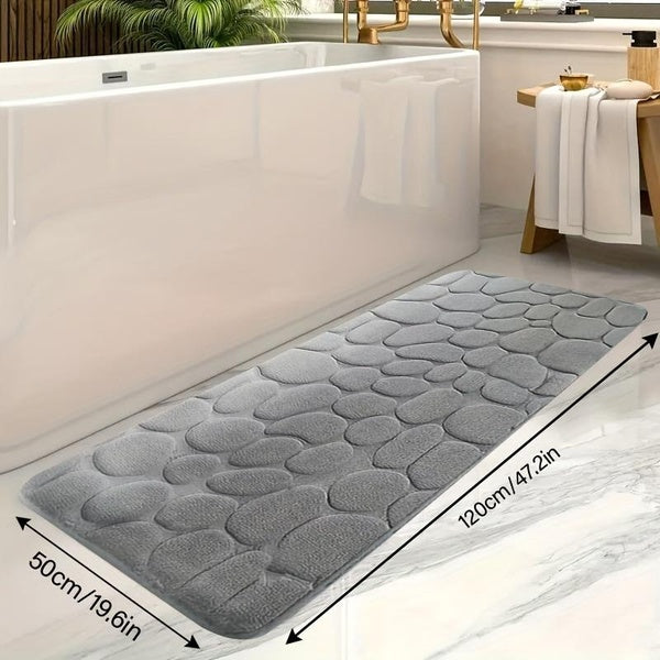 YIMEIS 1pc Memory Foam Bathroom Floor Mat, Pebble Embossed Bath Mat, Quick Absorbent and Washable Bathroom Floor Mat, Non-Slip Thick Soft and Comfort