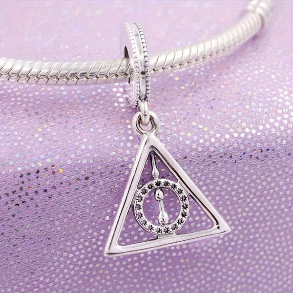 1pc Pendentif en perles de charme mignon en argent sterling, bijoux scintillants de mode bricolage, cadeau d'anniversaire de Saint-Valentin, pour les