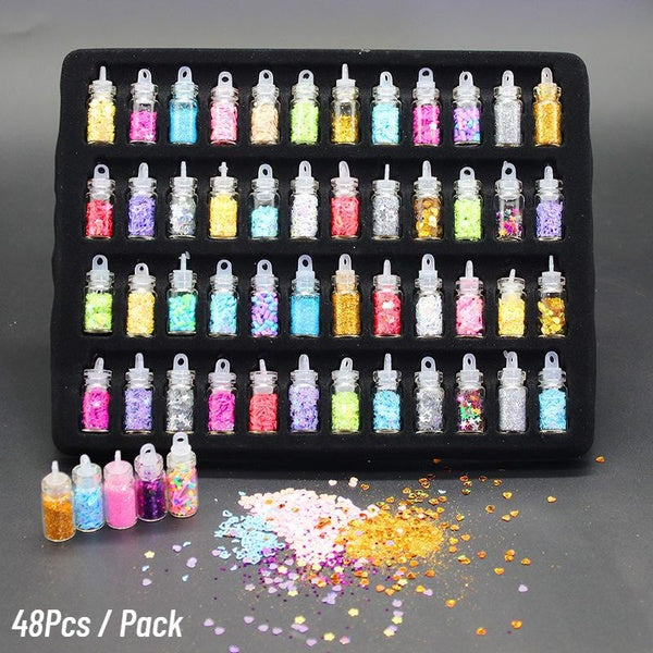 48Pcs-Pack DIY Manicure Ornaments Nail Sequin Glitter Decoration Manicure Nail Art Set