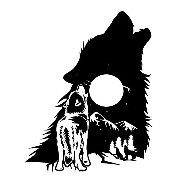 2pcs, Howling Wolf Vinyl Decal Sticker Car Stickers