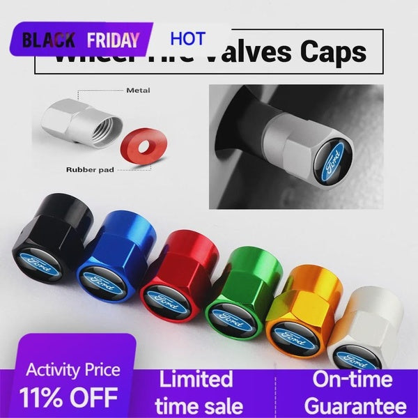 4pcs-set Car Decor RS Badge Metal Wheel Tire Valve Stem Caps Cover For Ford Fiesta Mondeo Fusion Explorer Escape Ecosport