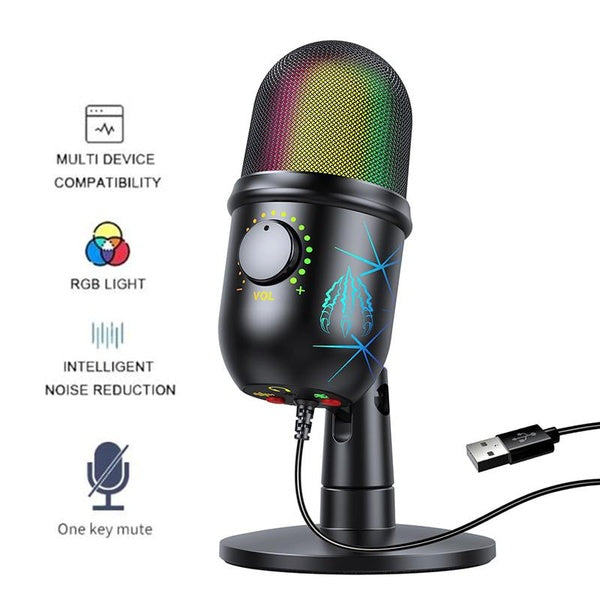 Microphone de jeu à condensateur Usb professionnel pour diffuser des podcasts micro de bureau à condensateur d'ordinateur rvb pour vidéo YouTube