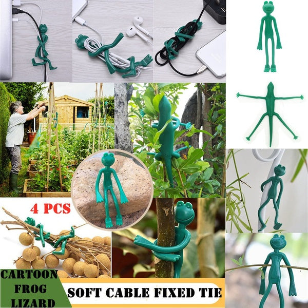 Cartoon Frog Lizard shape Reusable Flexible Plant Twisted Wire Chain Plant Decoration Support Ribbon Cable Backyard Garden Bandage Cable Wire Gardeni