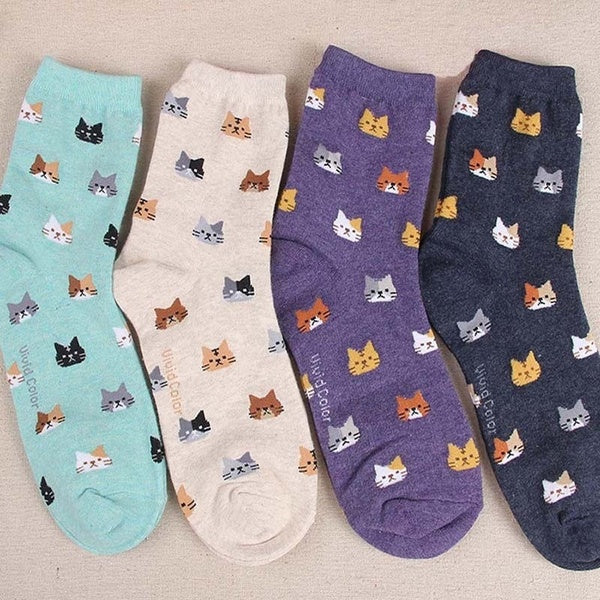 Autumn New Sock Animal Cartoon Cat Beautiful for Women Cotton Socks 5 Colors