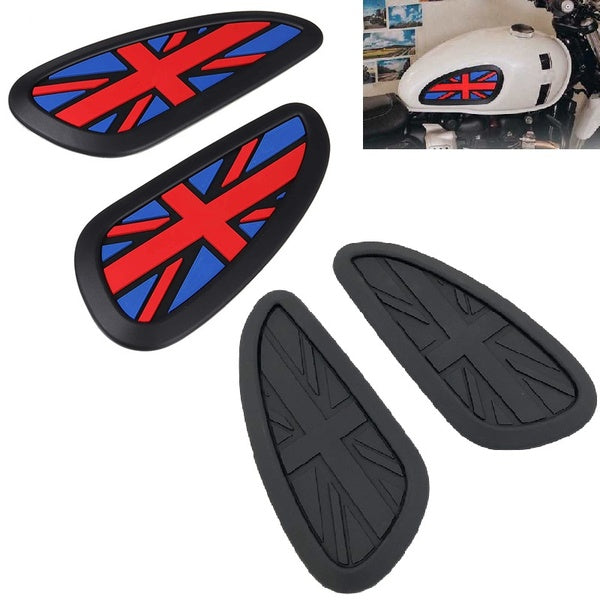 1Pair 3D Universal Retro Motorcycle Cafe Racer Gas Fuel Tank Rubber Sticker Protector Flag Pattern Knee Tank For Harley For Kawasaki For Yamaha For S