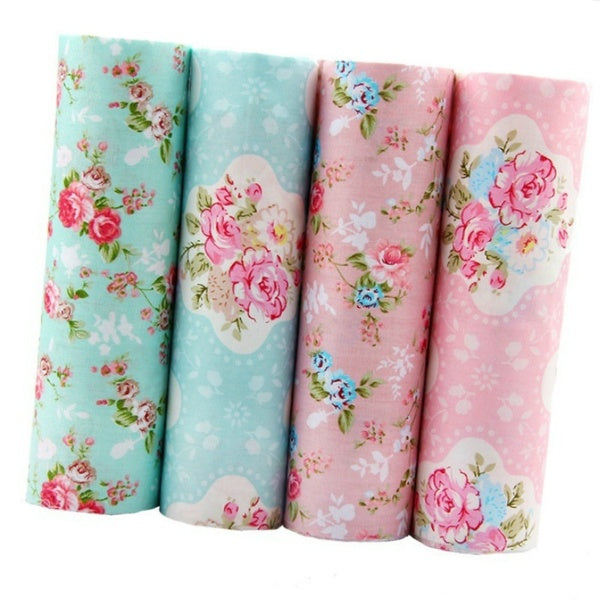4Pcs-Lot 50X40CM 100% Cotton Twill Fabric Pastoral Floral Series Printed Cloth Quilting Patchwork Tissue DIY Handmade Sewing Scrapbooking Needlework