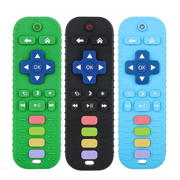 3 Pack Silicone Teething Toys for Infant Toddlers Remote Control Shape Teethers for Babies Chew Toys Relief Soothe Babies Gums Set