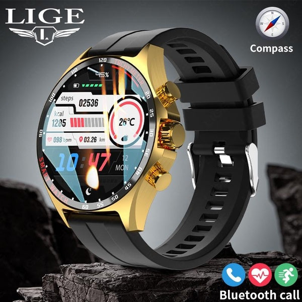 LIGE New Smart Watch 400mAh Outdoor Compass Positioning Men's Smart Watches NFC Access Control Waterproof Fitness Health Smartwatch reloj inteligente