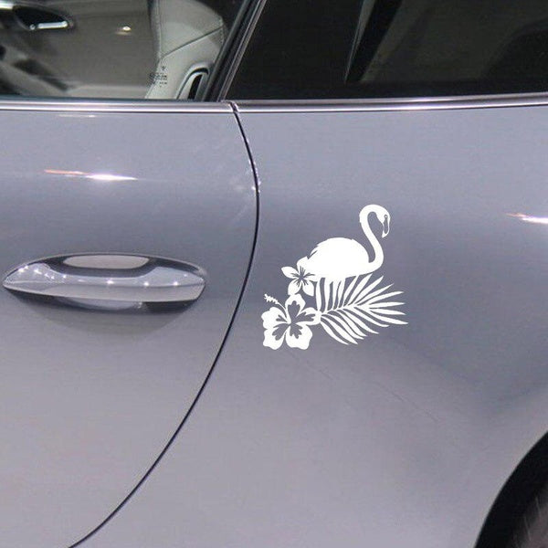 16CM*16CM Fashion Tropical Flamingo Flower Palm Vinyl Car Window Sticker Decal