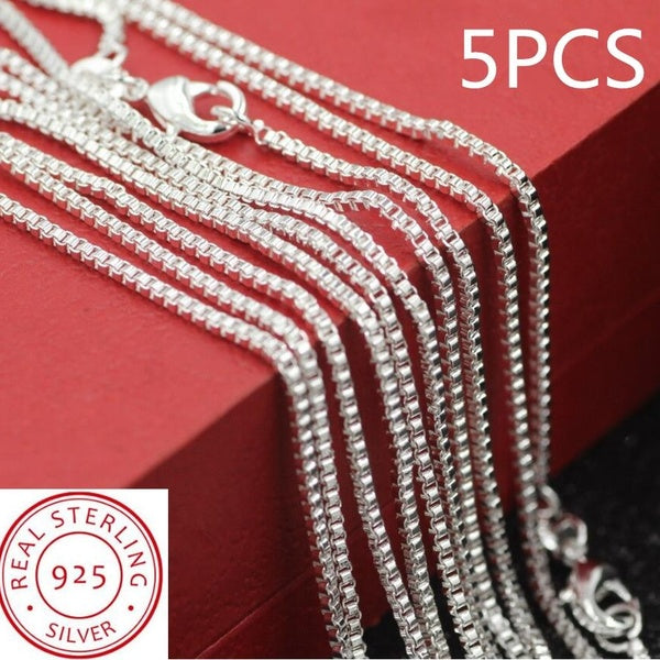 De gros! Hot Fashion 3PCS - 5PCS 925 Sterling Silver Charm 2.0MM Box Chain Collier (DIY Collier) 16 "-30" pour les femmes et les hommes