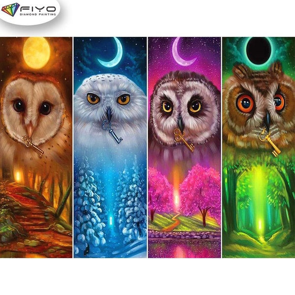 FIYO Owl and Sun and Moon Diamond Painting Kits For Adults DIY 5D Diamond Mosaic Diamond Painting Home and Kitchen Fashion Canvas Pictures Wall Decor