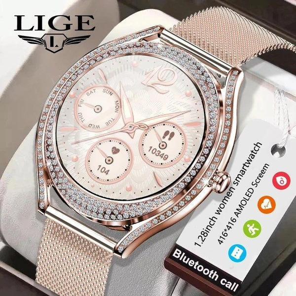 2024 LIGE Noble mode femmes montre intelligente femmes sport moniteur de santé Bracelet Bluetooth appel étanche dames Smartwatch pour cadeau