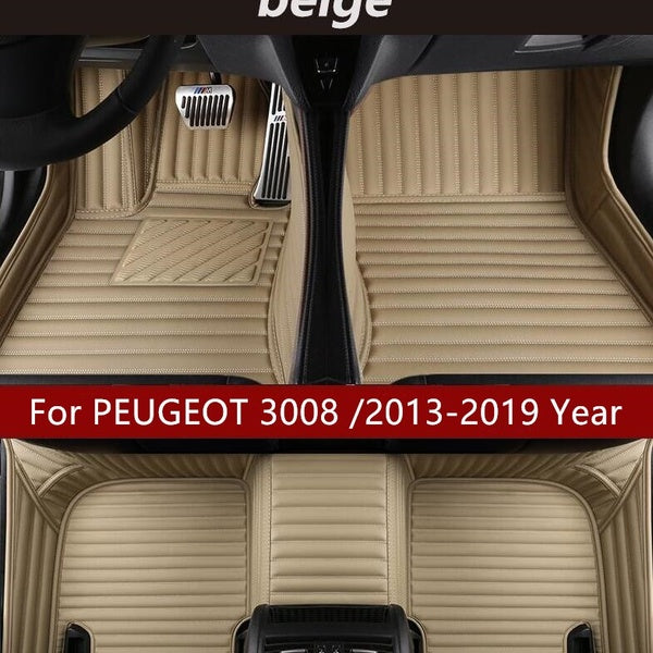 For PEUGEOT 3008 -2013-2019 Year Car Floor Mat Carpet Custom Floor Lining Car Waterproof Leather Wear-resistant Environmental Protection Carpet Non-t