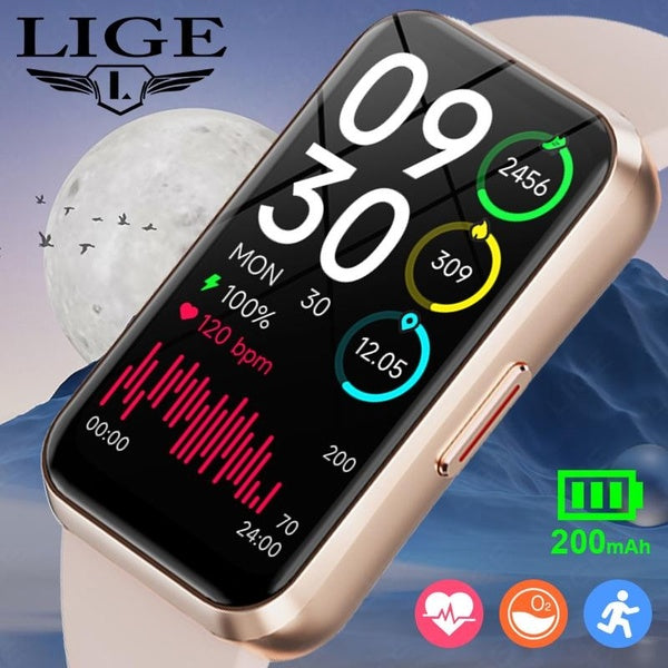 LIGE montre intelligente appels vocaux 100 + Modes de sport Bracelet étanche Fitness sommeil Tracker tension artérielle Sport Bracelet pour hommes fe