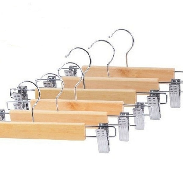 10 pièces-paquet cintres en bois blanc pantalon adultes cintres en bois pantalon pantalon avec clips pantalon pince pantalon cintre OK 0208