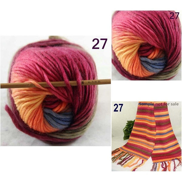 New Sale 1 SkeinsX50g Women's Knit Scarves Shawls Rainbows 100% Wool Chunky Yarn Crocheting Blue Orange Yellow Purple Army Green