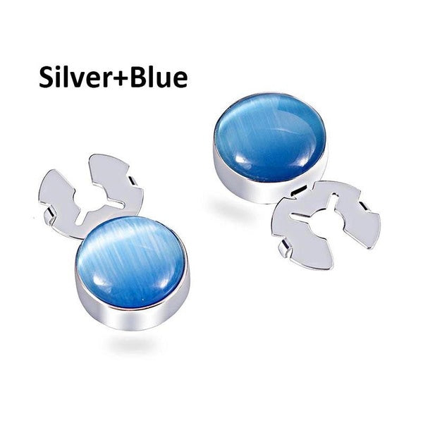 1 Pair Stone Button Cover,Round Cufflinks Buttons For Men's Shirt Jewelry Accessories(Blue,Green) Matron Inn