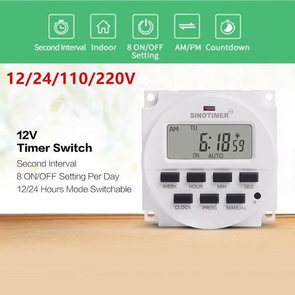 SINOTIMER TM618 12-24-110-220 V hebdomadaire 7 jours Programmable minuterie numérique interrupteur contrôle de relais