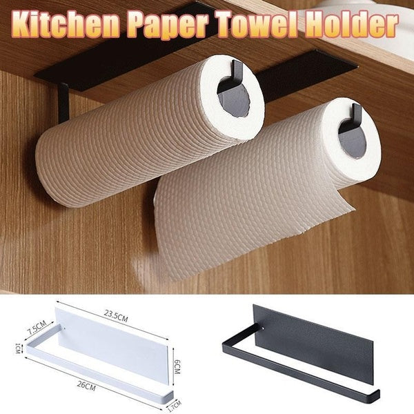 1 Pc Kitchen Paper Towel Holder No Punch Cabinet Paper Shelf Household Roll Paper Storage Rack