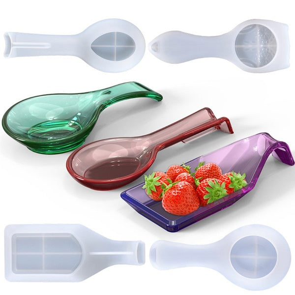 DIY Silicone Molds for Resin Epoxy Spoon Fork Holder Pad Resin Moulds Spatula Rack Kitchen Utensil Tray Silicone Mould DIY Crafts Casting Tool(Only M