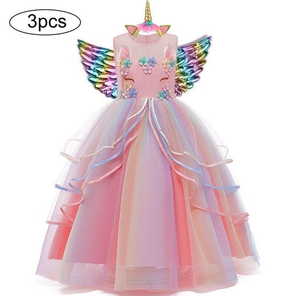 Cartoom pour filles robes fête de noël longue robe Halloween carnaval Costume enfants anniversaire Cosplay princesse arc-en-ciel robe 3 à 12 ans