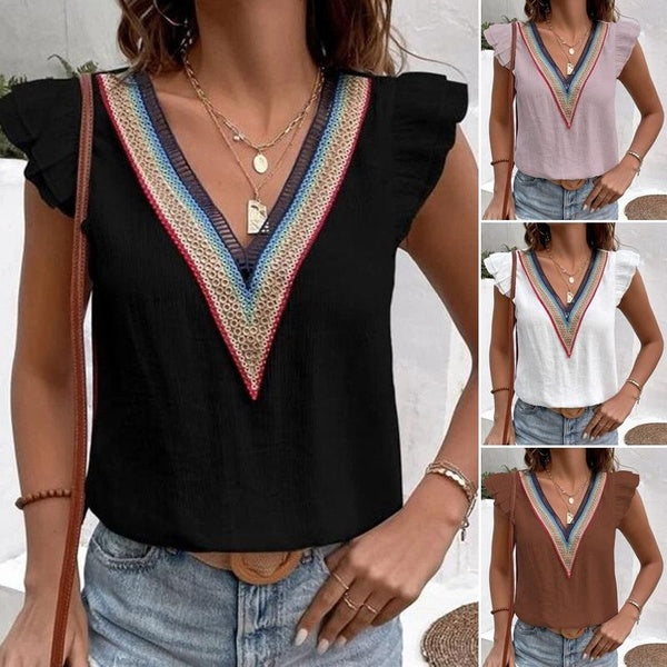 Summer Tops Fashion Clothes Women's Casual Short Sleeve Tee Shirts Ladies Blouses V-neck Pullovers