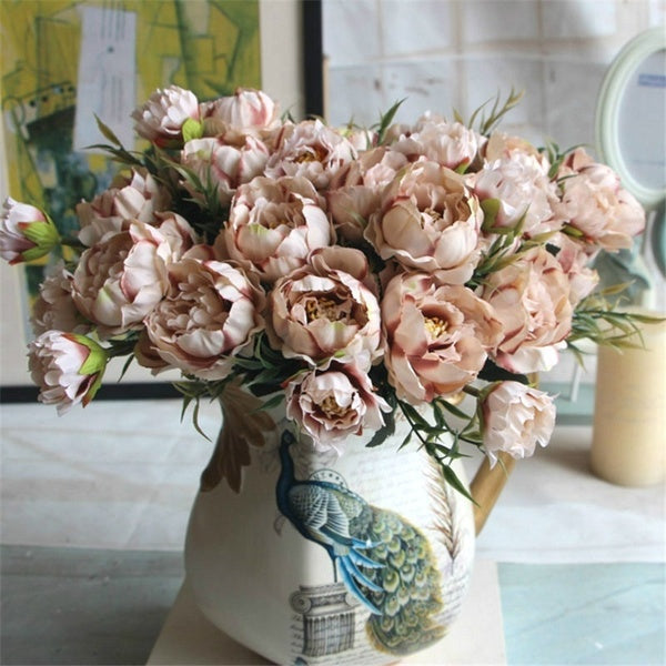 1 Bouquet Mini Peony Artificial Silk Flowers Bouquet Wedding Home Decor