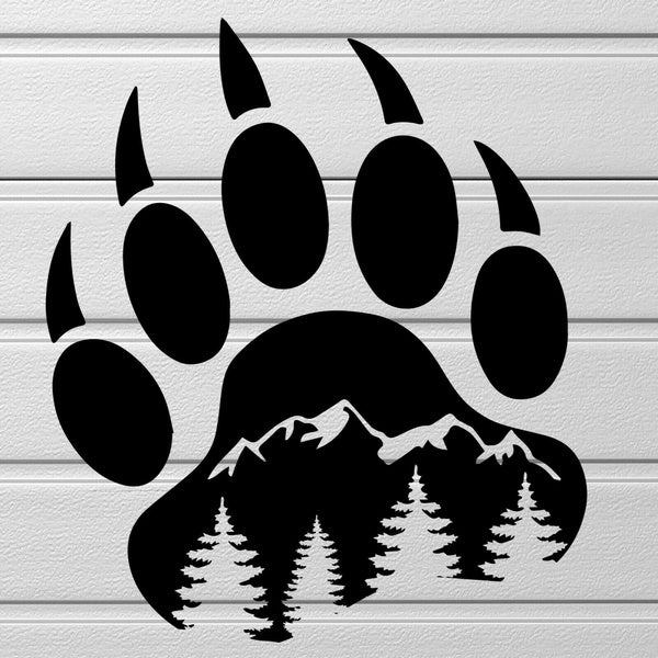 2PCS BEAR PAW PRINT - Cool Camping Die Cut Decal Vinyl Sticker for Car, Truck, RV