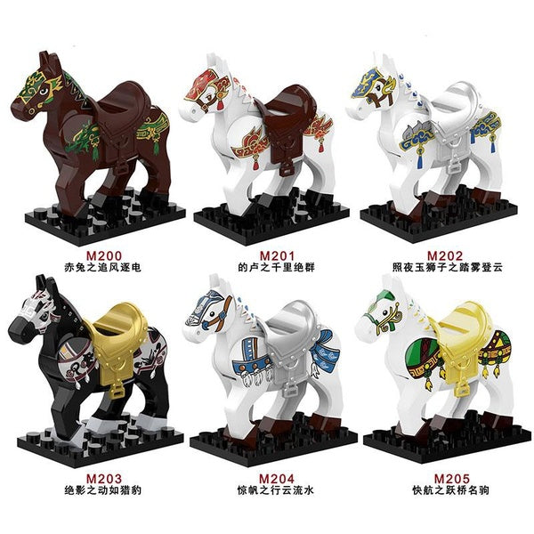 Animal World Medieval Century Famous WarHorse Scene Building DIY Parts Building Blocks Bricks Toys Christmas Gifts