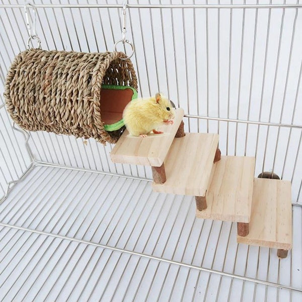 2Pcs Set Hamster Hanging Toy Staircase Tunnel with Mat Swing Hanging Bed Pet Supplies