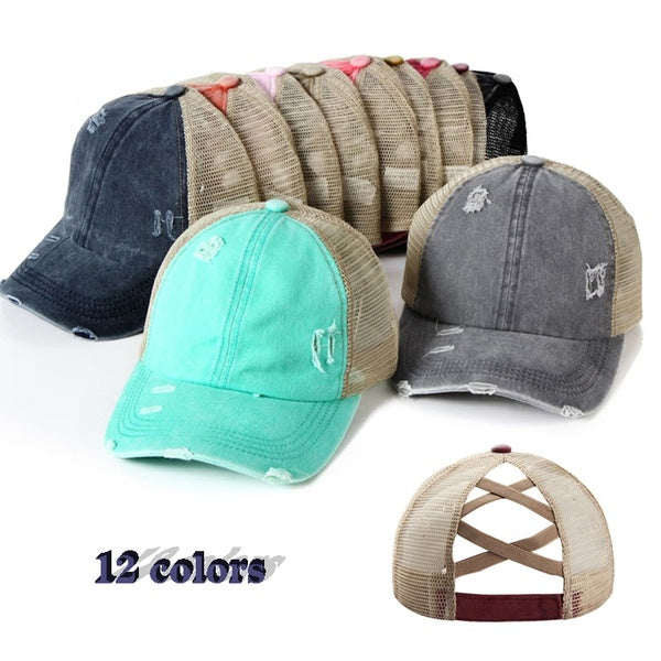 Women's Ponytail Baseball Ponytail Baseball Cap Cotton Casual Back Shiny Visor Peaked cap