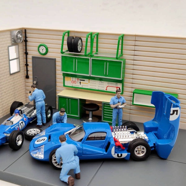 1-43 Scale Aurora Garage Diorama Scene Model Maintenance Green Toys Gifts (not include model cars)