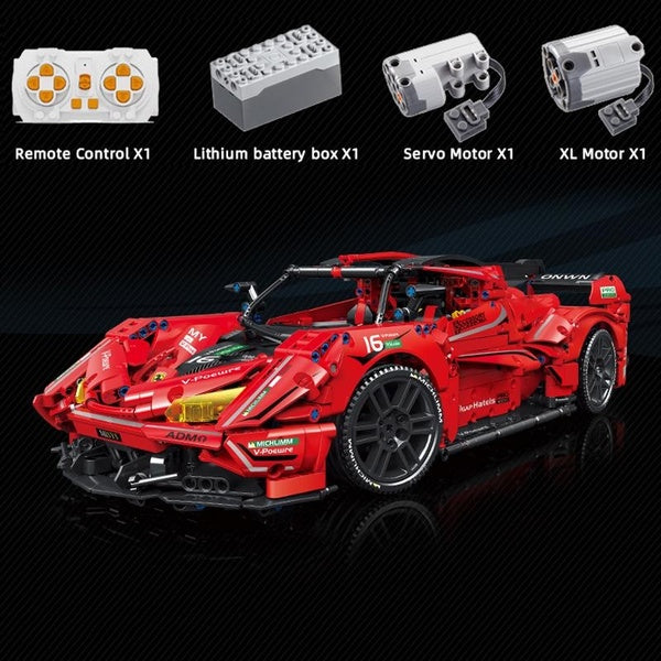 New 2432pcs Red Super Racing Sport Remote Control Car Model Building Block Brick Educational Assembly Toy Children Boy Gift