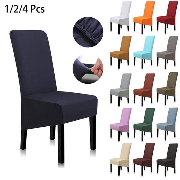1-2-4 Pcs Home Universal Chair Slipcover Solid Color Dining Room Wedding High Backc Chair Cover