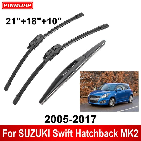 3PCS Car Wiper For SUZUKI Swift Hatchback MK2 2005-2017 Front Rear Wiper Blades Brushes Auto Accessories 2005 2006 2007 2008 2009 2010 2011 2012 2013
