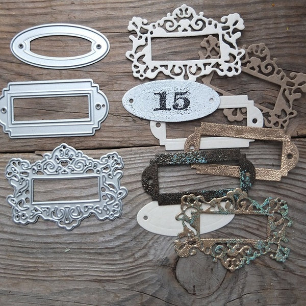 Label Frame Metal Cutting Die, Paper Die Cuts, Cutting Dies for Card Making, Metal Die Cut Stencil for DIY Crafts Scrapbook Album Paper Card