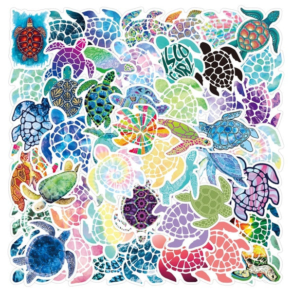 10-50pcs Variety Colorful cute Sea turtle stickers for DIY luggage, laptop, skateboard, car, motorcycle, bike stickers