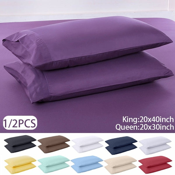 1-2 PC Solid Color Universal Pillowcase Solid Color Super Soft Breathable Machine Washable Envelope Pillowcase Simple Style Large Double-Single Bed P