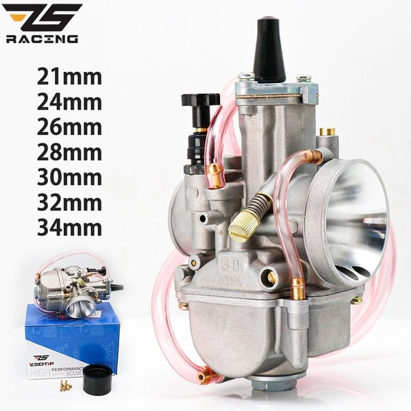 ZSDTRP Universal 21 24 26 28 30 32 34 2T 2T-4T Carburetor Carburateur Carb With Power Jet Nozzles For 75cc-250cc Motorcycle Scooters ATV UTV
