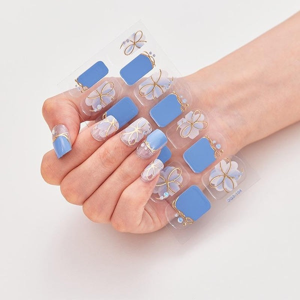 1Sheet-14PCS Strips Gel Nail Stickers Glittering Sequins Gel Nail Polish Strips Simple Gel Full Nail Wraps DIY Nail Art Making