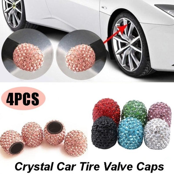 Hot sales 4PCS Crystal Car Tire Valve Caps Diamond Fashion Car Accessories Bling Car Charms Bling Auto Parts