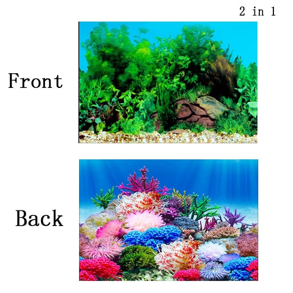 Aquarium Landscape Sticker Poster Fish Tank 3D Background Painting Sticker Double-sided Ocean Sea Plants Backdrop Aquarium Decor