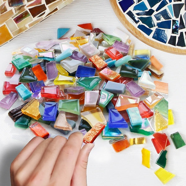 250 g Assorted Colors Mosaic Tiles Crystal Mosaic for Home Decoration Crafts Supply DIY Art Projects, Shaped Ceramic, 0.5x2 cm, Full Color Mixing