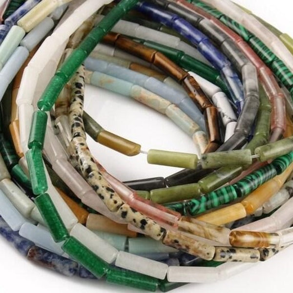 1lot 4*13mm 28bead Natural Stone Turquoises Jaspers Jades Crystal Round Tube Cylinder Spacer Beads For Jewelry Making Diy Bracelet Necklaces