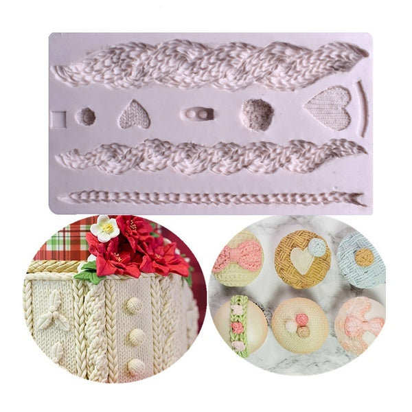 KUXSE 3D Sweater Fabric Knitting Texture Silicone Molds DIY Cake Decorating Tools Sugarcraft Chocolate Gumpaste Molds Baking Tool